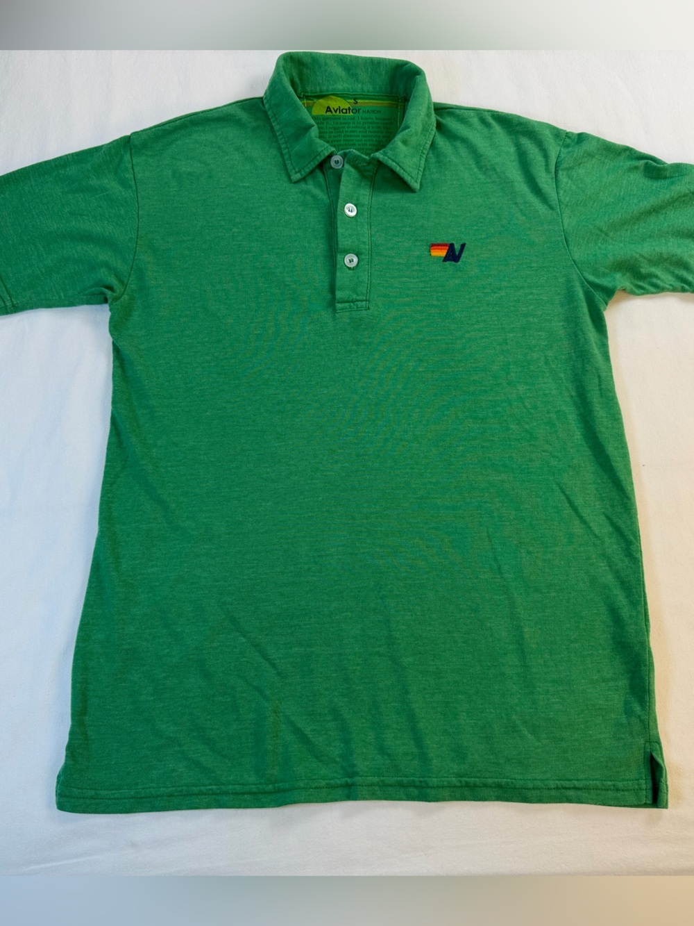 Aviator Nation Green Polo with Embroidered Logo UNISEX Size Small - Picture 2 of 8